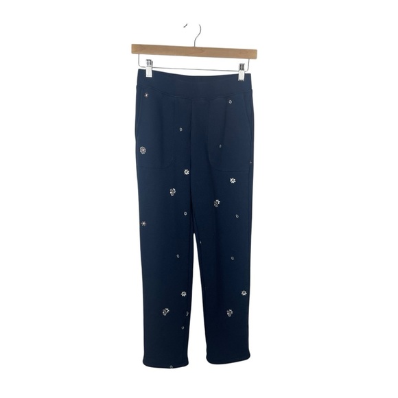 NWOT Madewell MWL Airyterry Floral Embroidered Tapered Sweatpants Navy Size XXS - Picture 6 of 16